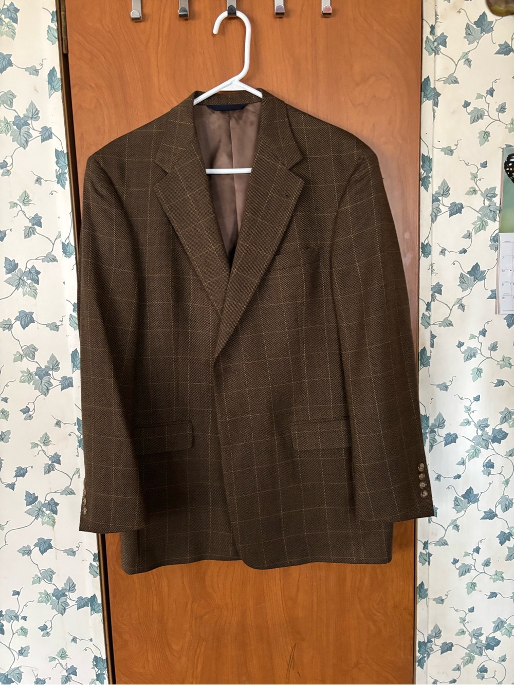 BURBERRY London Brown Checked Pure New Wool Sport Coat Blazer Size 42R EUC